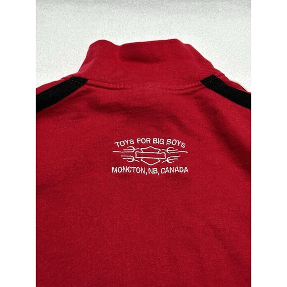 HARLEY DAVIDSON Toys For Big Boys Full Zip Red Sweatshirt Moncton NB Canada READ - Picture 4 of 13